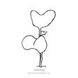 Line drawing of a young seedling with two round cotyledon leaves and a single emerging pointed true leaf atop a slender stem, labeled "Seedling" beneath the illustration.