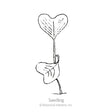 Black and white line art illustration of a heart-shaped radish seedling with two leaves on a white background, labeled "Seedling" with copyright text for Botanical Interests, Inc.