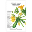 Seed packet with illustration and botanical information of 'Summer Emerald Delight'.