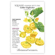 Botanical Interests Gelber Englischer Patty Pan Summer Squash seed packet with plant illustration and growing information.