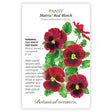 Red Blotch Pansy Matrix seed packet with botanical illustration and botanical information.