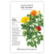 Safflower QIS Zanzibar botanical seed packet with illustrations and botanical information.