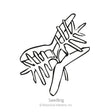 Black and white line drawing of a young cypress vine seedling with finely divided, feathery leaves along a slender stem, labeled "Seedling" beneath.