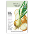 Seed packet for Onion Bulb Walla Walla with botanical illustration and information