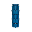 Blueberry-blue GreenStalk 5-tier vertical planter tower with staggered angled pots stacked on a small footed base, shown against a plain white background.