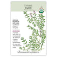 Thyme seed packet with botanical illustration and information