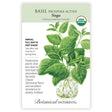 Seed packet for Botanical Interests Noga Basil Prospera Active with illustration and growing information.