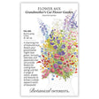 Seed packet for Grandmother's Cut Flower Garden Flower Mix Seeds featuring plant details and a colorful illustration of assorted cutting flowers.