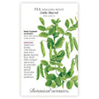 Seeds packet for Pea shelling Petite Little Marvel with botanical illustration and information.