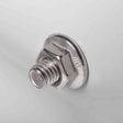 Close-up of a stainless steel hex flange bolt with visible threads, part of the hardware included with the modular metal raised garden bed kit, shown against a plain white background.